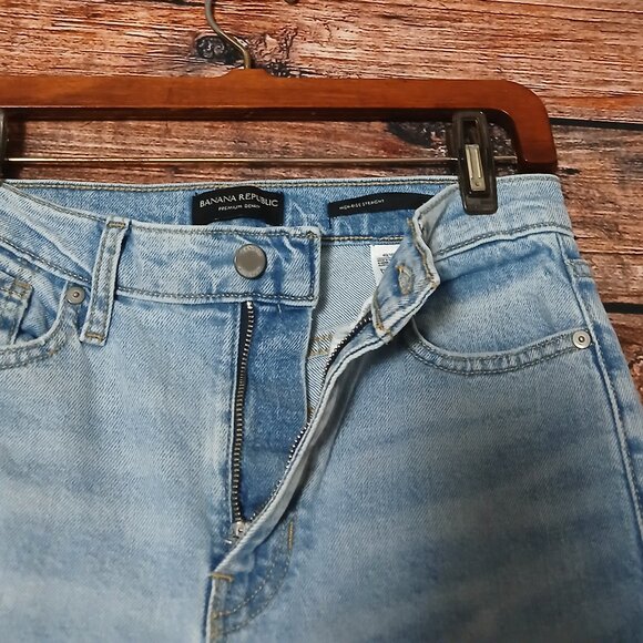 Banana Republic Jeans 28 High Rise Straight Ankle Crop Light Wash Denim - Picture 6 of 10